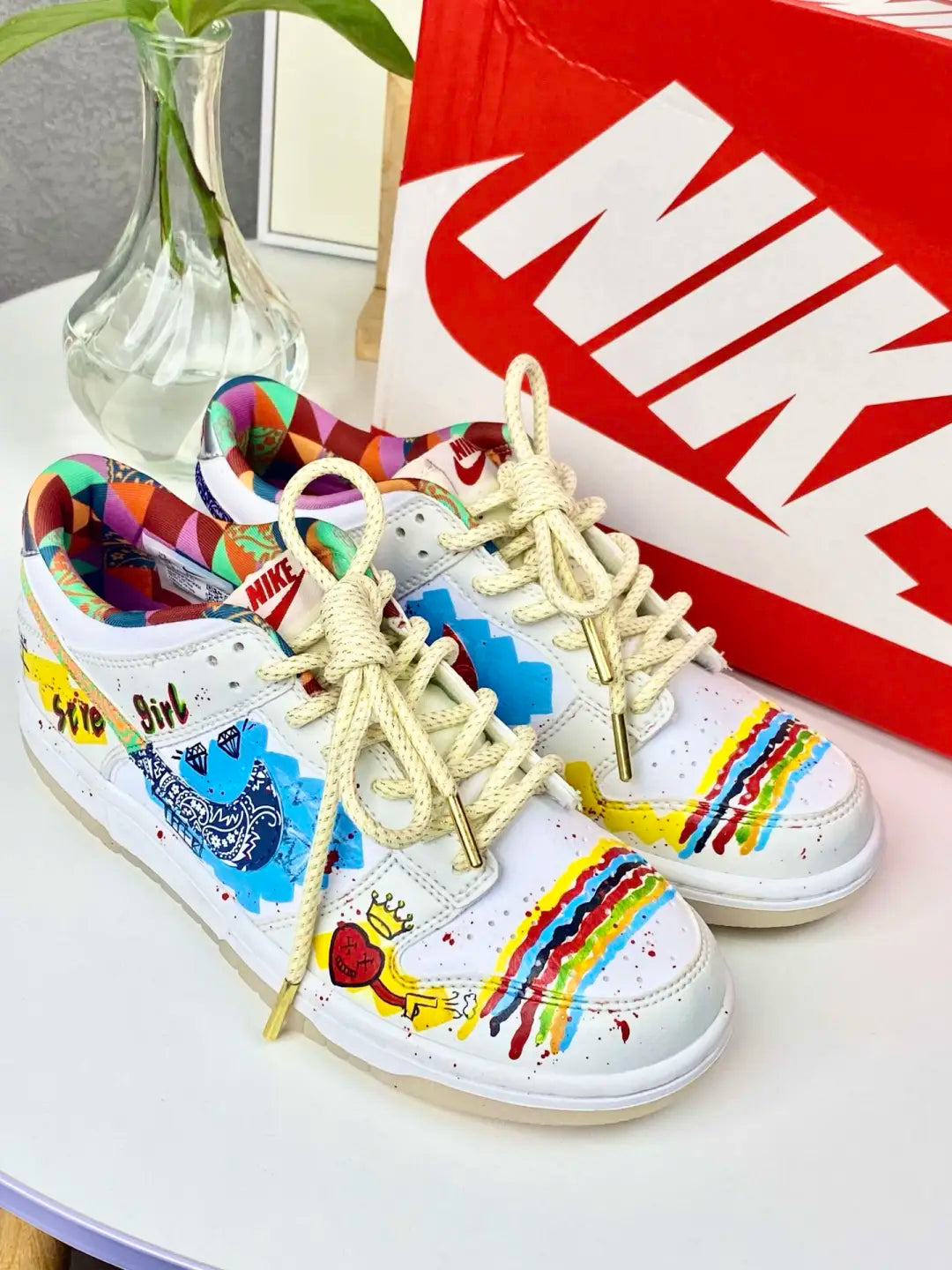 Rainbow Chip - Street Graffiti Color Custom Dunk low Women's Skateboarding Shoes