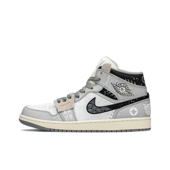 [Custom Chinese Mythology - Pixiu ] Air Jordan 1 Mid - Top Skateboarding Shoes Unisex