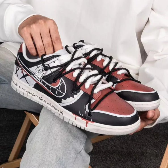 [Custom Men's Halloween spider web]  Dunk Skateboarding Shoes Men Low-top Black/White