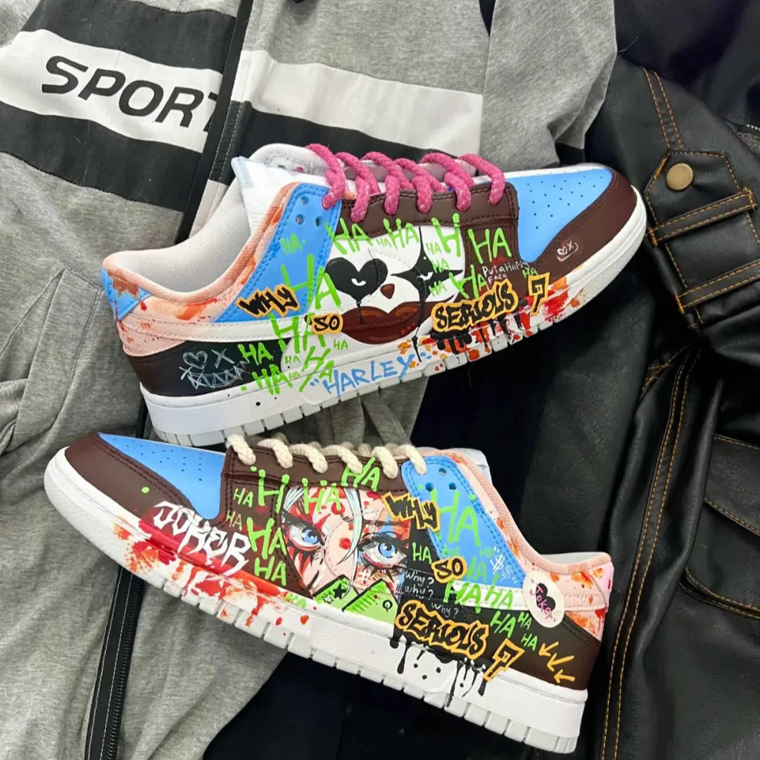 [Custom Doodle 1 Male E]  Dunk Skateboarding Shoes Spilt Color Shoes Men