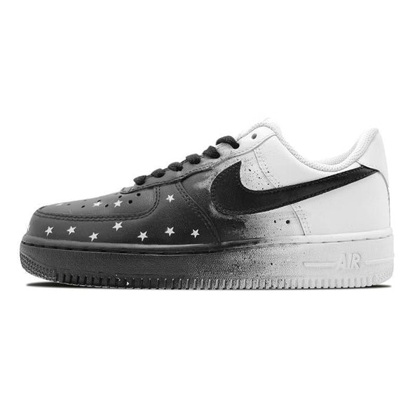 [Custom The female style of "E" features a sky full of black and white ink-wash stars]  Air Force 1 Skateboarding Shoes Women's Low-top Black/white