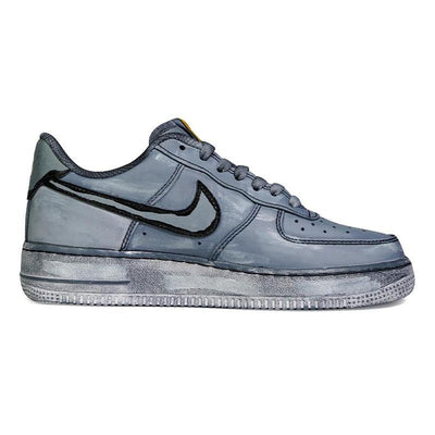 [Custom The smiling face graffiti is tinted with grey]  Air Force 1 Skateboarding Shoes Women's Low-top Gray