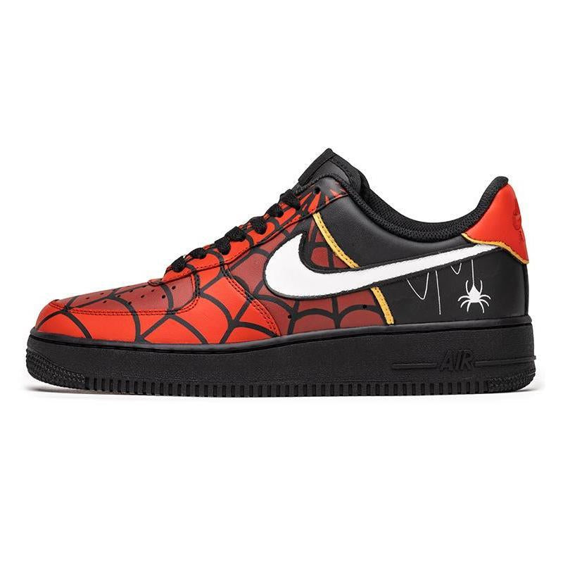 [Custom The male superhero Spider-Man]  Air Force 1 Skateboarding Shoes Men Low-top Red/Black