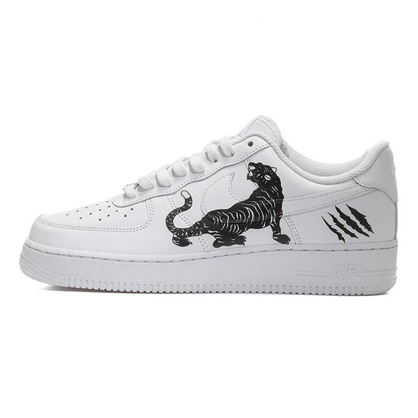 [Custom Tiger man white QD]  Air Force 1 Skateboarding Shoes Men Low-top White/Black