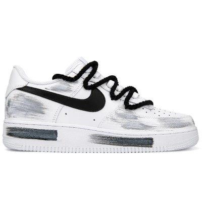 [Custom The mark of the cracked flame]  Air Force 1 Skateboard Shoes Men Low-Top White/Black