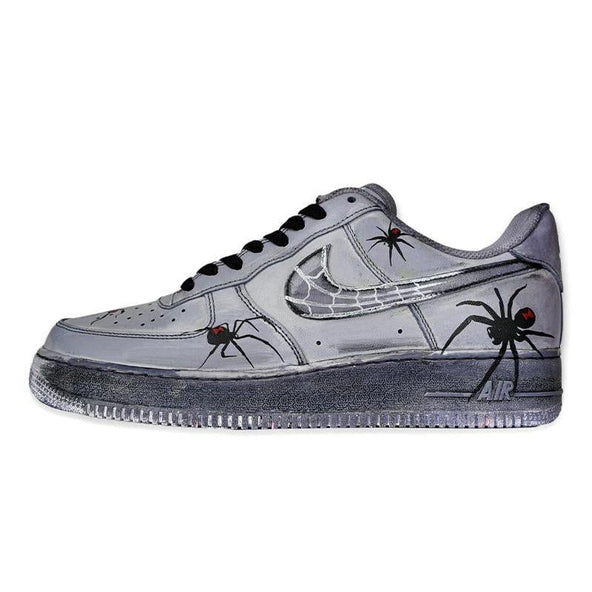 [Custom The animal series is hand-painted in spider grey]  Air Force 1 Skateboarding Shoes Men Low-top Gray
