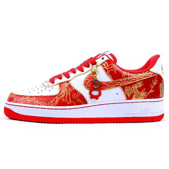 [Custom Unisex gold and red New Year greetings for the Year of the Rabbit]  Air Force 1 Skateboarding Shoes Unisex
