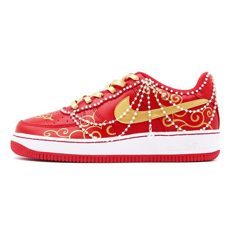[Custom Team52 Pearl Bell Wedding Shoes for women]  Air Force 1 Skateboarding Shoes Women's
