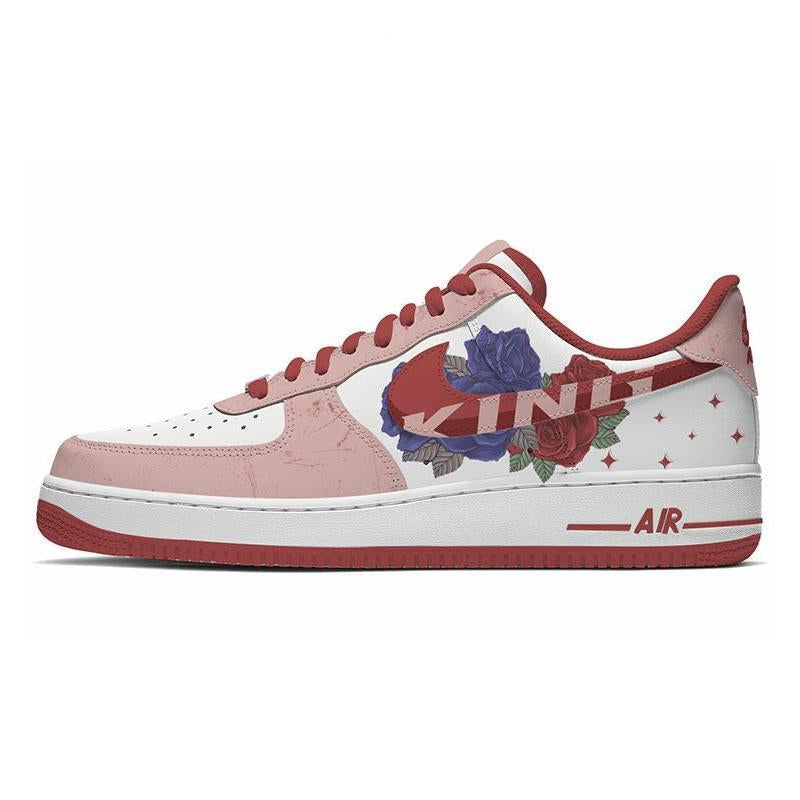 [Custom The fifth issue: Hand-painted red and blue roses for women]  Air Force 1 Skateboarding Shoes Women's