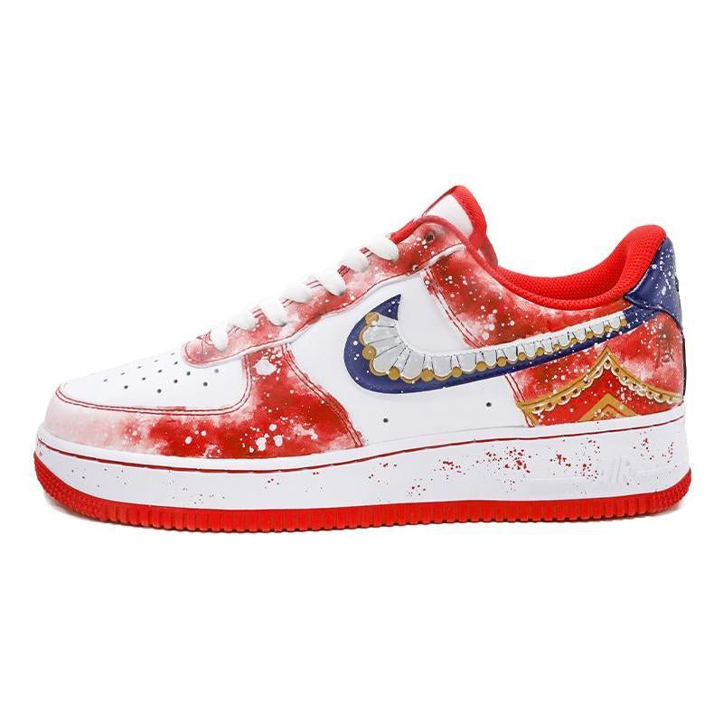 [Custom Women's Chinese-style Forbidden City red, white and blue]  Air Force 1 Skateboarding Shoes Women's Low-top Red And White