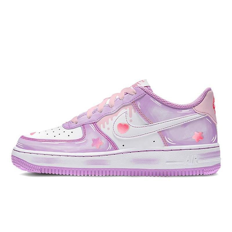 [Custom Sweet gummy candies for women in white and purple]  Air Force 1 Skateboarding Shoes Women's Low-top White/purple