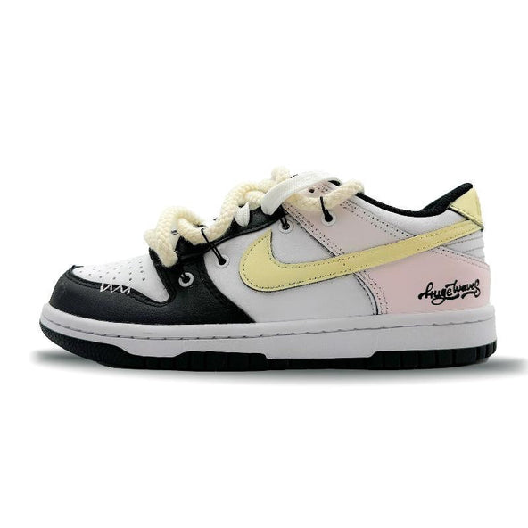 [Custom Pink Mood]  Dunk Skateboarding Shoes Women's Low-top White/pink