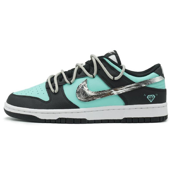 [Custom Women's diamond Tiffany]  Dunk Skateboarding Shoes Women's Low-top Black/Blue