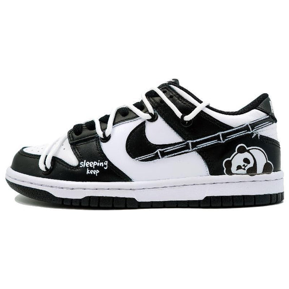 [Custom Bamboo Forest Panda]  Dunk Skateboarding Shoes Women's Low-top White