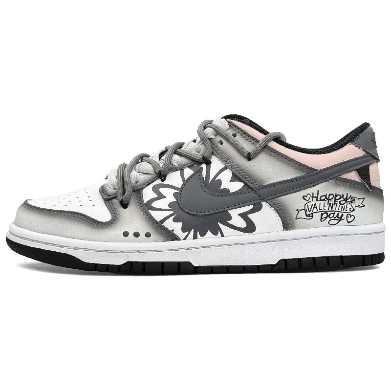 [Custom Valentine's Day]  Dunk Skateboarding Shoes Women's Low-top Gray/Pink