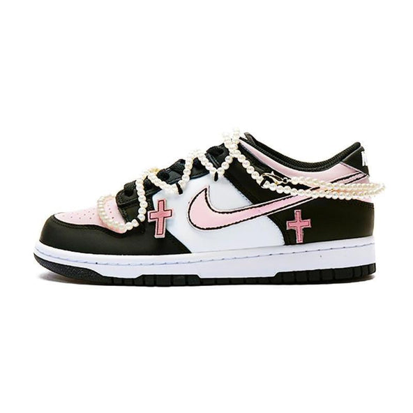 [Custom Bad Princess]  Dunk Skateboarding Shoes Women's Low-top Black/pink/white