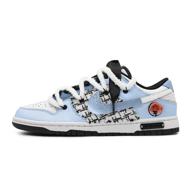 [Custom Women are fond of light blue]  Dunk Skateboarding Shoes Women's Low-top Black/white