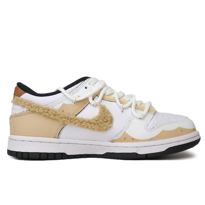 [Custom Little Bear in Winter]  Dunk Skateboarding Shoes Women's Low-top White