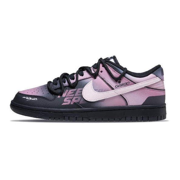 [Custom Female black and pink fantasy realm]  Dunk Skateboarding Shoes Women's Low-top Pink