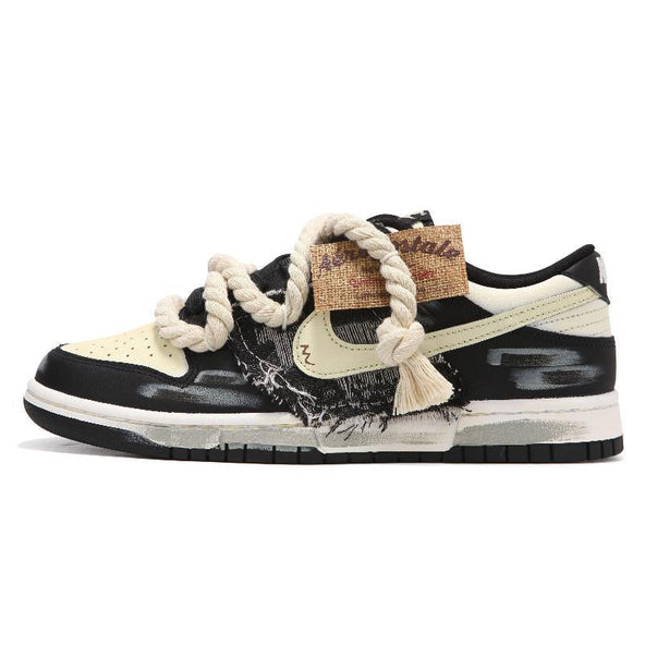 [Custom Women's denim in beige]  Dunk Skateboarding Shoes Women's