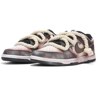 [Custom Rust And Starlight Blackish-Brown]  Dunk Skateboarding Shoes Low-top Unisex Brown/Black