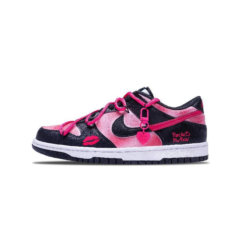 [Custom Pink allure for women]  Dunk Skateboarding Shoes Women's Low-top Black