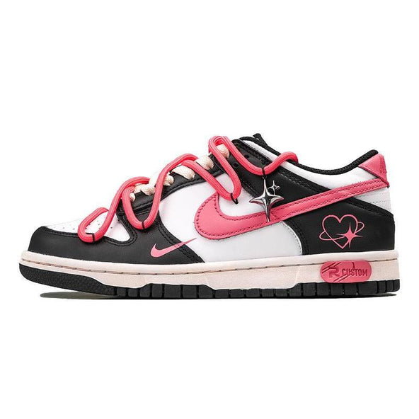 [Custom GS Neon Sweetheart]  Dunk Skateboarding Shoes Women's Low-top Black/white/pink