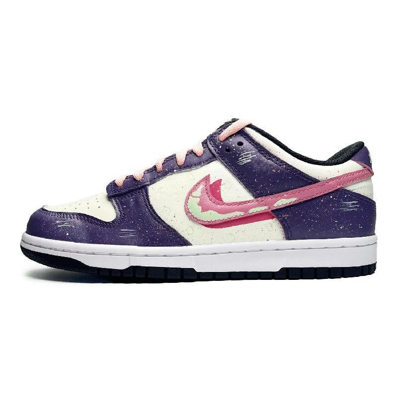 [Custom Female style dark purple bubble]  Dunk Skateboarding Shoes Women's Low-top Purple/white/pink