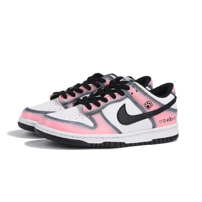 [Custom Pixel Kitten]  Dunk Skateboarding Shoes Women's Low-top Black