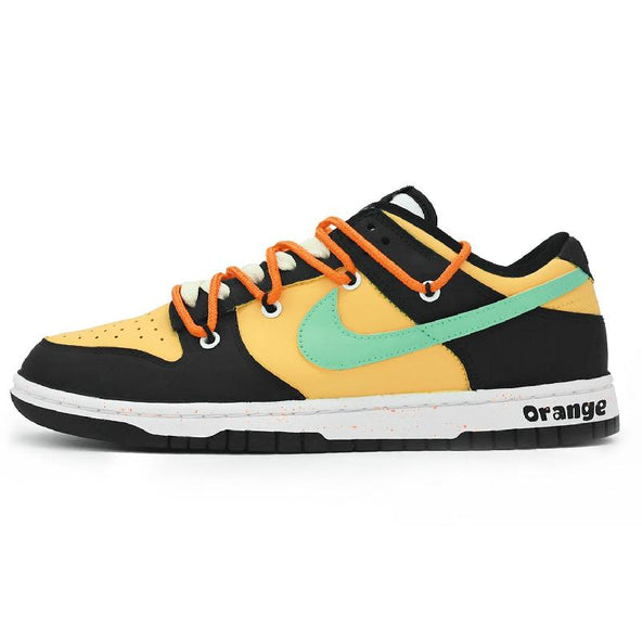 [Custom Orange Bubble]  Dunk Skateboarding Shoes Unisex Low-top Black/yellow/blue