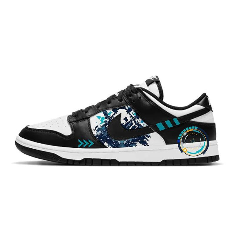 [Custom Mechanical panda]  Dunk Skateboarding Shoes Women's Low-top White/black