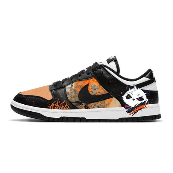 [Custom Orange panda]  Dunk Skateboarding Shoes Women's Low-top Black