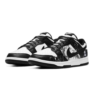 [Custom Little Panda Hero]  Dunk Skateboarding Shoes Women's Low-top White/black