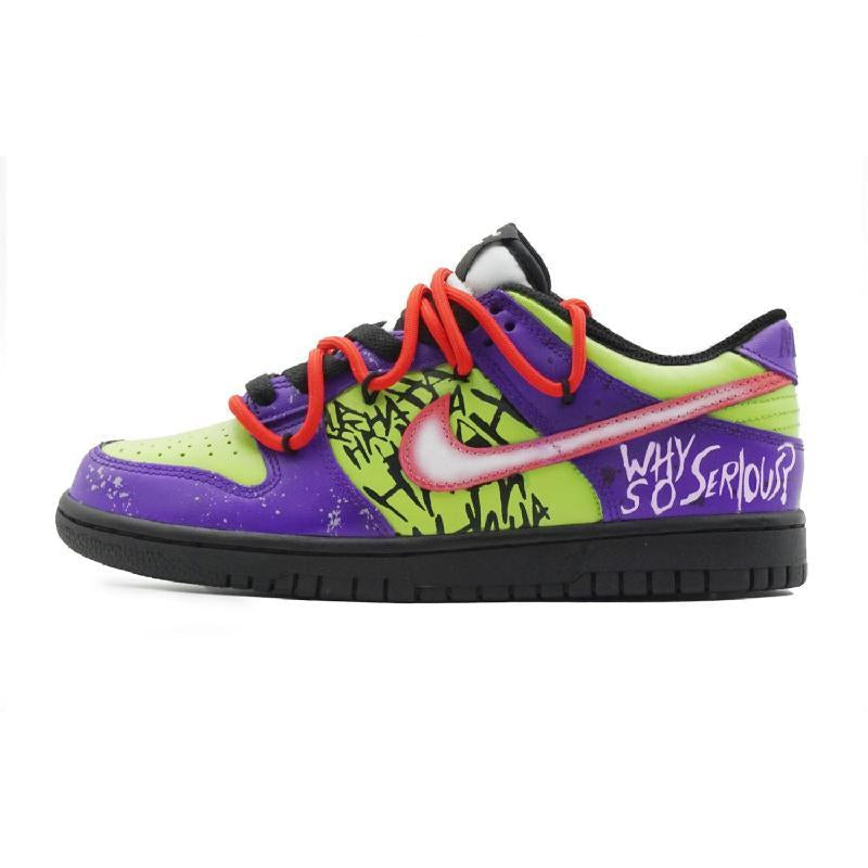 [Custom Female clown]  Dunk Skateboarding Shoes Women's Low-top Purple/green/red