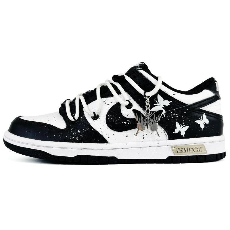 [Custom The butterflies' affection and the orioles' love]  Dunk Skateboarding Shoes Women's Low-top White