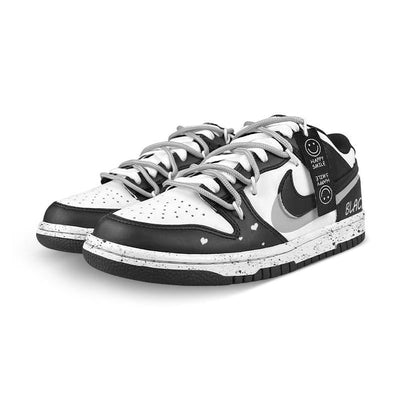 [Custom Women's style folded in half with a black smiling face]  Dunk Skateboarding Shoes Women's