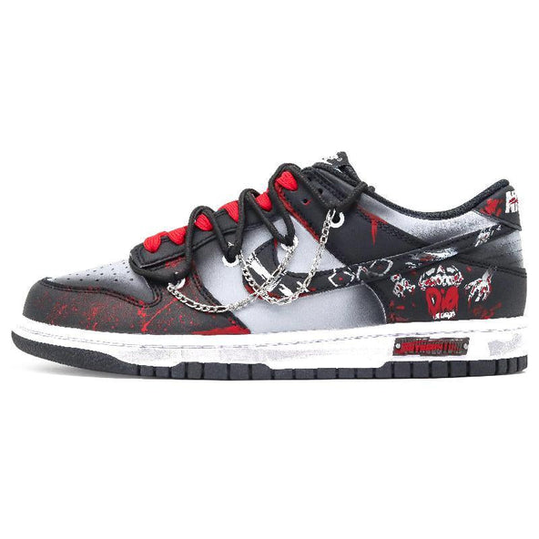 [Custom Screaming Female style]  Dunk Skateboarding Shoes Women's Low-top Black/Red