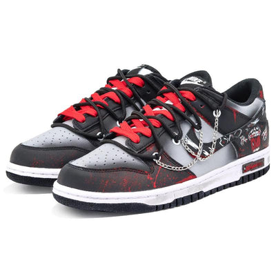 [Custom Screaming Female style]  Dunk Skateboarding Shoes Women's Low-top Black/Red