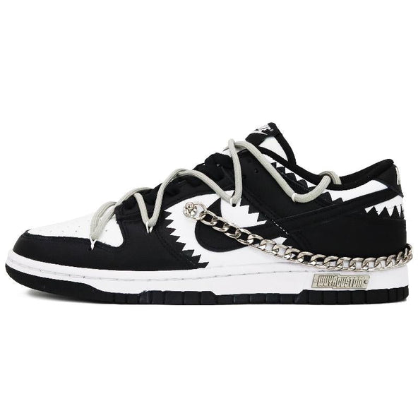 [Custom Women's S-BOX with shackles]  Dunk Skateboarding Shoes Women's Low-top Black/white