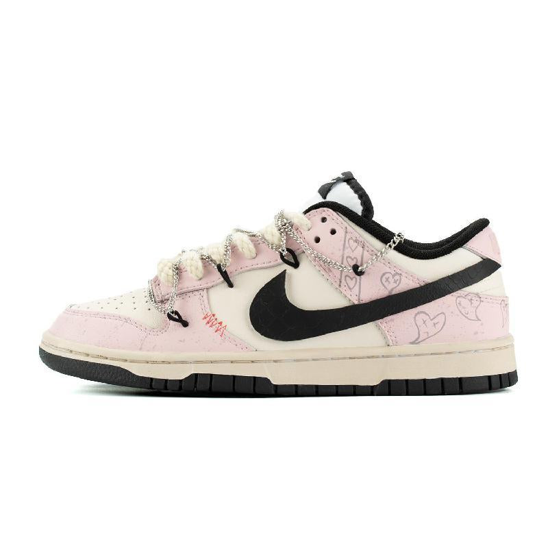 [Custom Prohibited fruit for women]  Dunk Skateboarding Shoes Women's Low-top Pink/Black