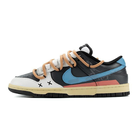 [Custom Female style trajectory]  Dunk Skateboarding Shoes Women's Low-top Beige/Blue