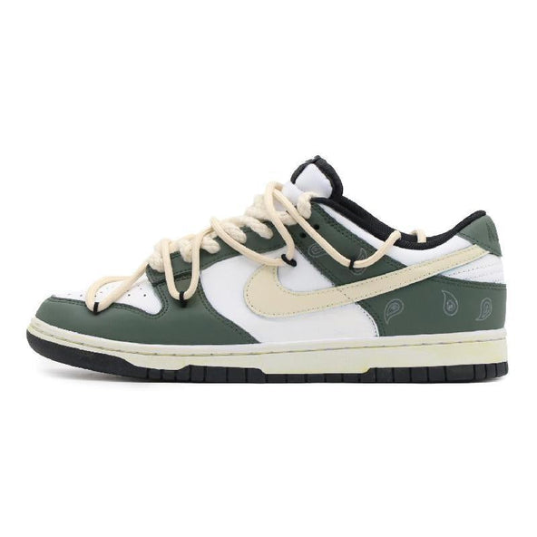 [Custom Female cactus]  Dunk Skateboarding Shoes Women's Low-top White/green