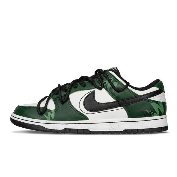[Custom Green Leaf Children's Payment]  Dunk Skateboarding Shoes Women's Low-top White/green