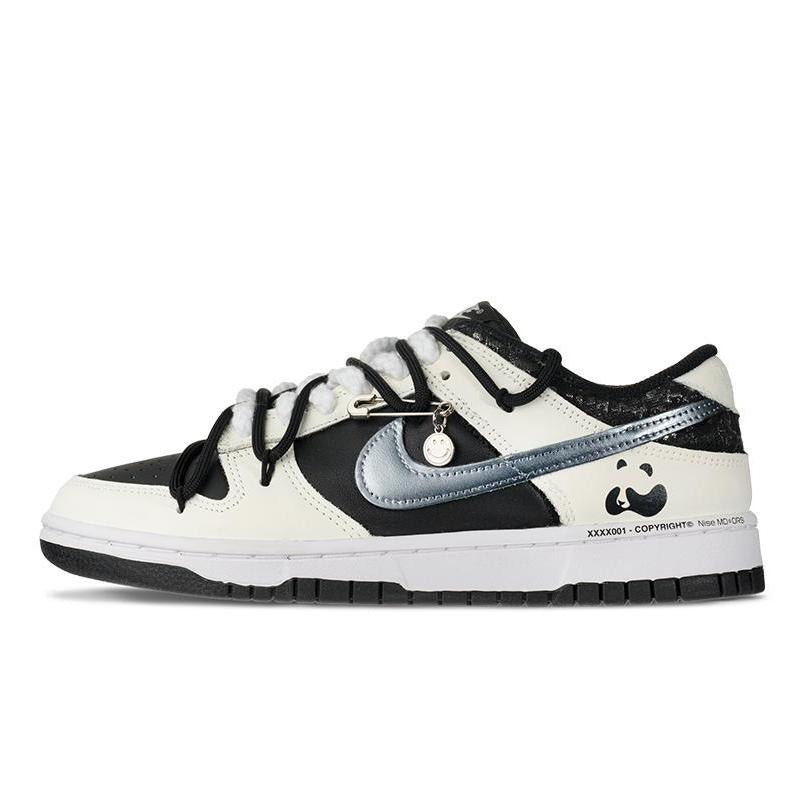[Custom Black and silver panda for women]  Dunk Skateboarding Shoes Women's