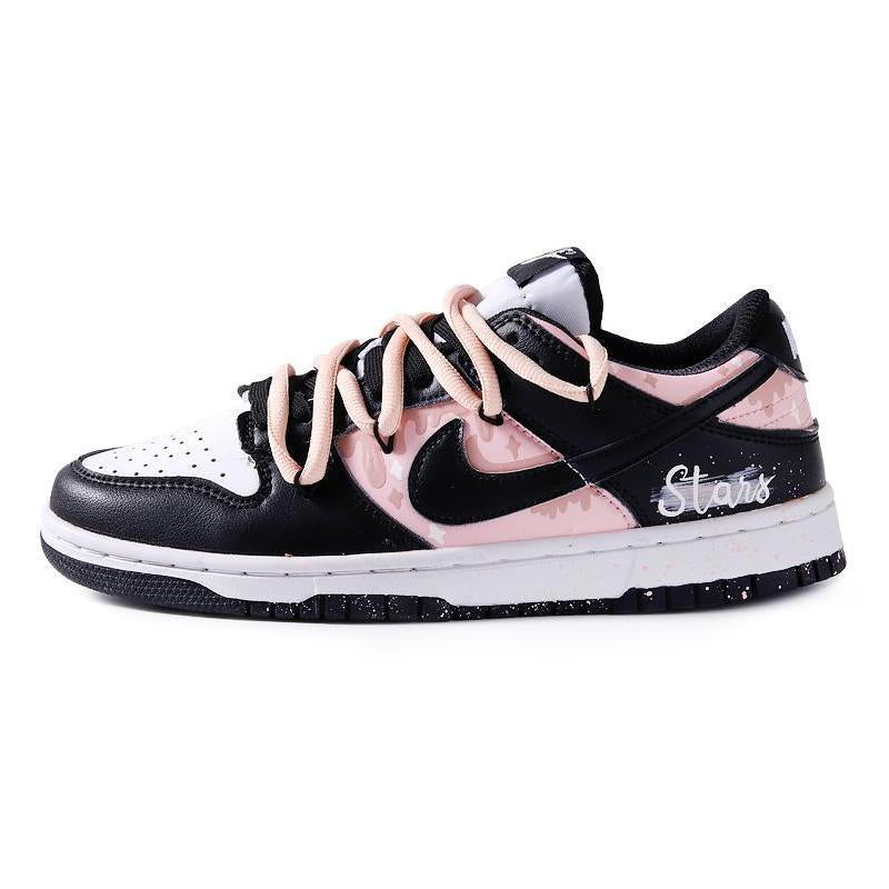 [Custom Strawberry Cheese]  Dunk Skateboarding Shoes Women's Low-top Black/pink