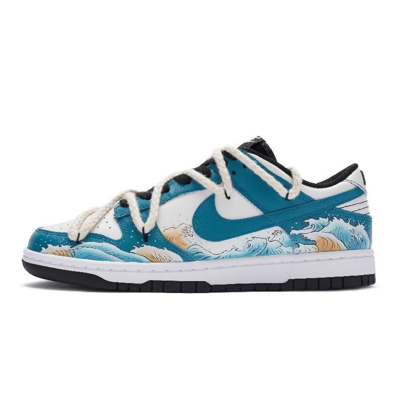 [Custom Surfing]  Dunk Skateboarding Shoes Low-top Blue/White/Yellow