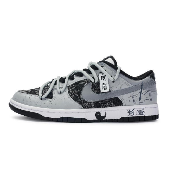 [Custom Mystery Totem]  Dunk Skateboarding Shoes Unisex Low-top Black