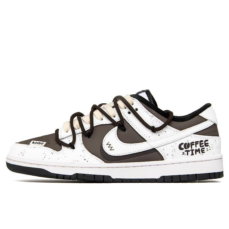 [Custom coffee time]  Dunk Skateboarding Shoes Unisex Low-top White/Brown