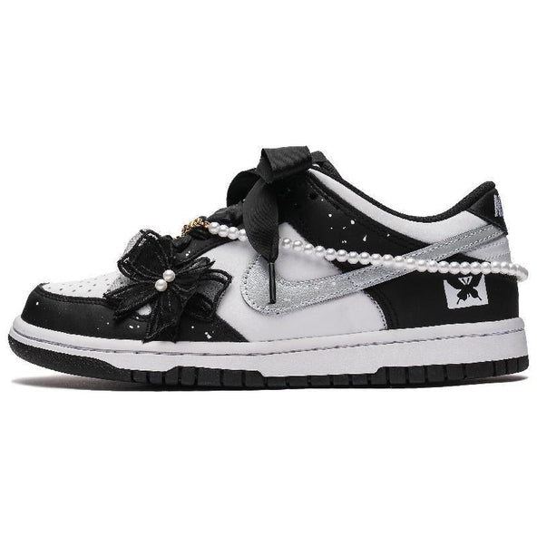 [Custom Female pearl butterfly]  Dunk Skateboarding Shoes Women's Low-top Black