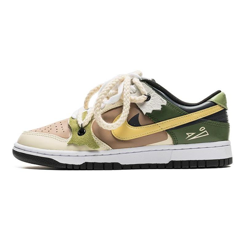 [Custom Female Grassland Ghost S-BOX]  Dunk Skateboarding Shoes Women's Low-top Brown/Green